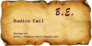 Badics Emil névjegykártya
